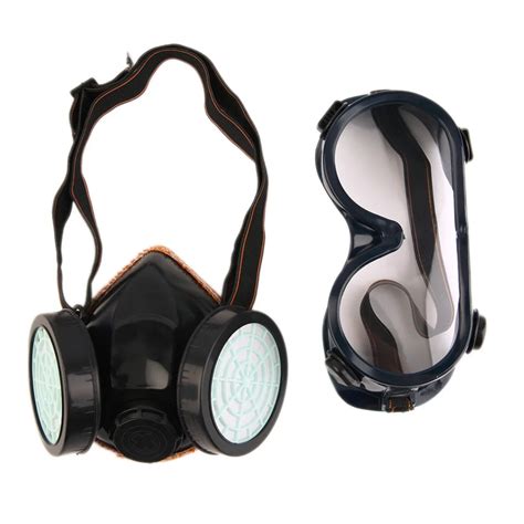 New Arrive Protection Filter Double Gas Mask Chemical Gas Respirator Face Mask Goggles Hot ...