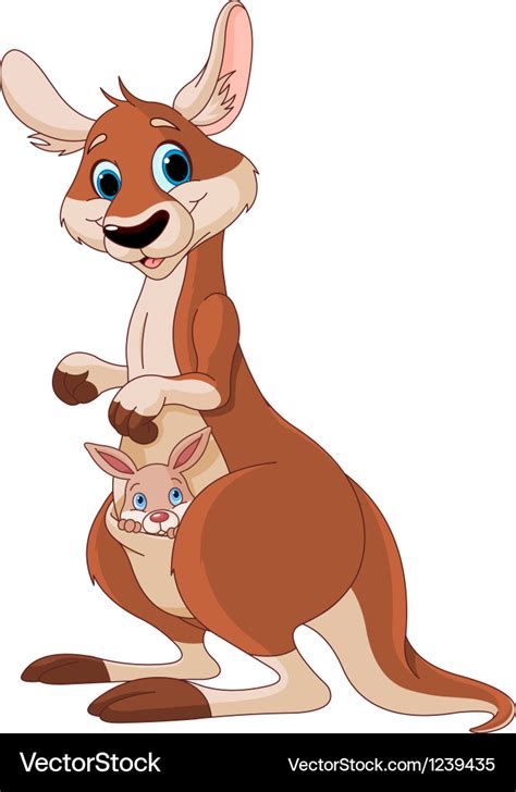 Kangaroo mom and baby Royalty Free Vector Image