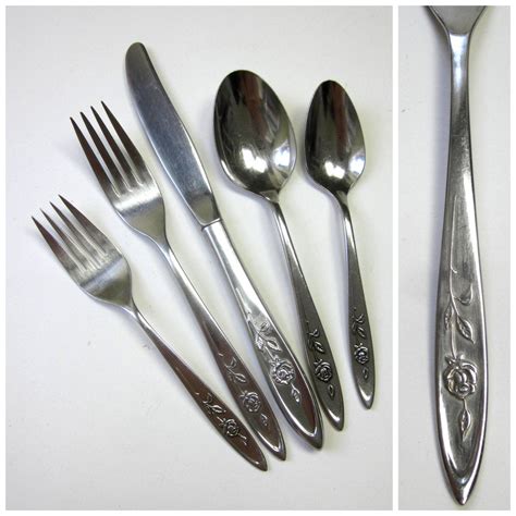 Oneida Community My Rose Stainless 41 Pc Flatware Set 60s