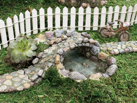 Fairy Garden | pond or small lake with a bridge | Miniature Fairy Gard – Red Shed Garden and Gifts