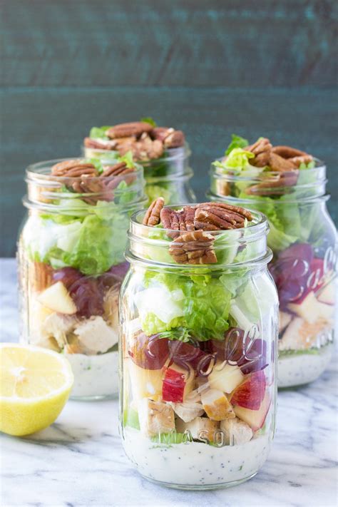 Chicken Salad Mason Jar Salads with Creamy No-Mayo Dressing