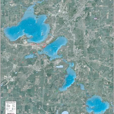 Lake Monona & Lake Wingra Wall Map - Mapping Specialists Limited