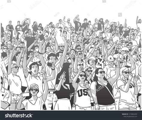 Illustration Sport Stadium Crowd Cheering Black Stock Vector (Royalty Free) 1219856335 ...