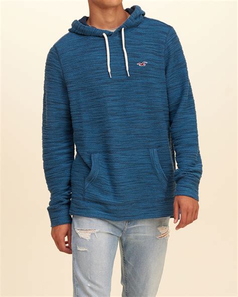 Hollister Cotton Iconic Boucle Hoodie in Blue for Men - Lyst