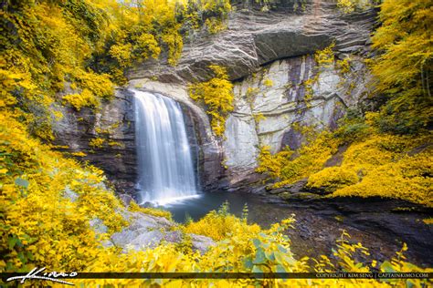 Looking Glass Falls Brevard North Carolina Golden Folaige | Royal Stock Photo