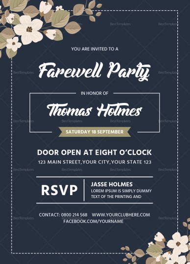 Farewell party invitation card template – Artofit