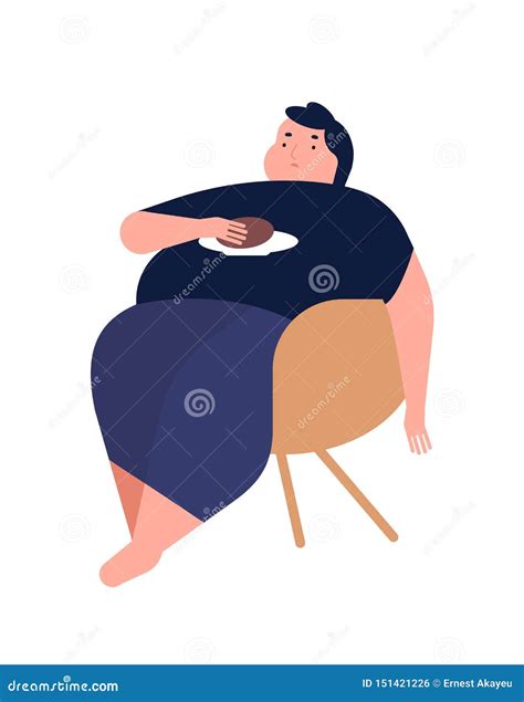 Obese Young Man. Fat Boy Sitting on Chair. Concept of Obesity, Binge ...