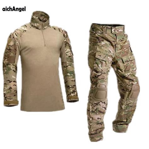 aichAngeI Tactical Camouflage Military Uniform Clothes Suit Men US Army clothes Military Combat ...