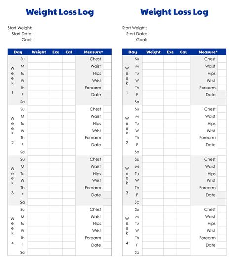 10 Best Printable Weight Loss Measurement Chart PDF for Free at Printablee