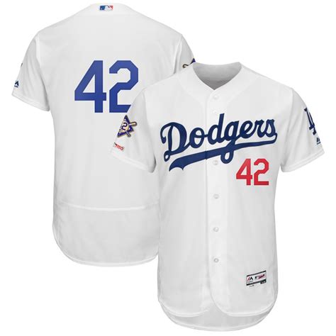 Men's Los Angeles Dodgers #42 Jackie Robinson White 2019 Jackie Robinson Day FlexBase Jersey on ...