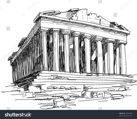 Greece Parthenon Sketch Stock Vector 78255484 - Shutterstock