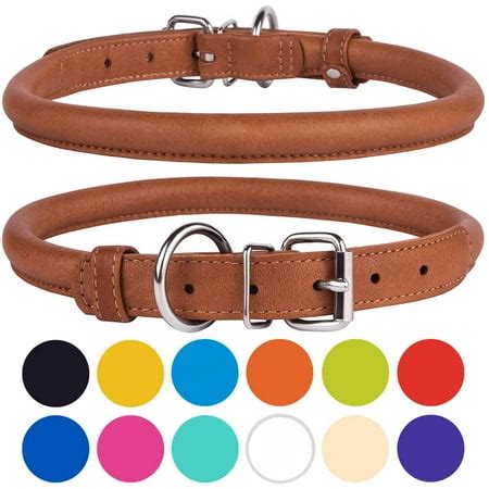 Rolled Leather Dog Collar for Small Dogs, Brown - Walmart.com