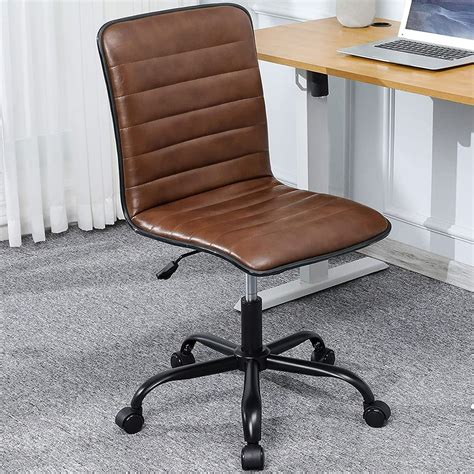 Mid Century Task Chair Office Chair Desk Adjustable Leather Swivel Bent ...