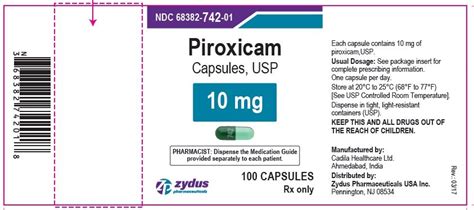 Piroxicam - FDA prescribing information, side effects and uses