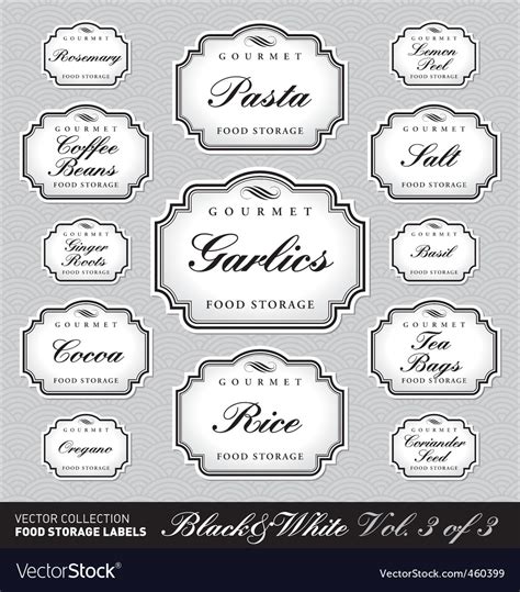 Ornate food storage labels vol3 Royalty Free Vector Image