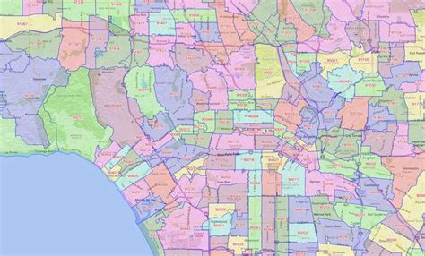 Los Angeles Zip Code Map South County Areas Colorized Otto Maps - Map