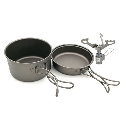 Camping Cookware Set Titanium Cookset with 2700W Camping Cooking Pots Pans For Outdoor Picnic ...