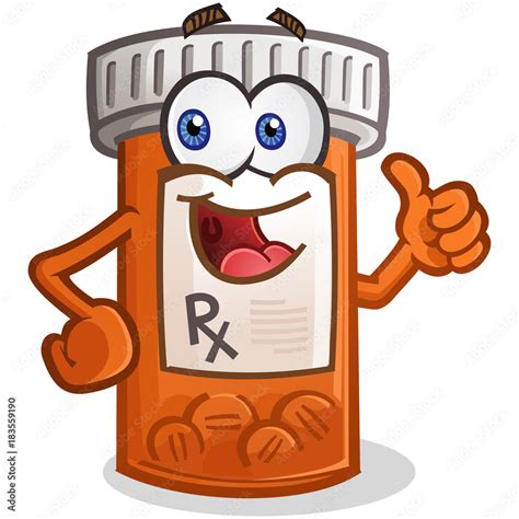 Prescription Pill Bottle Cartoon Character Stock Vector | Adobe Stock