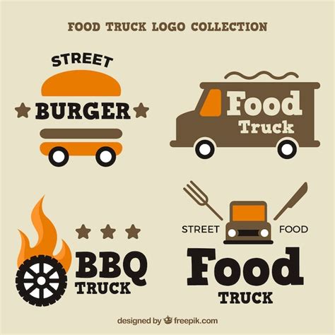 Variedad de logos de food truck con estilo | Vector Premium