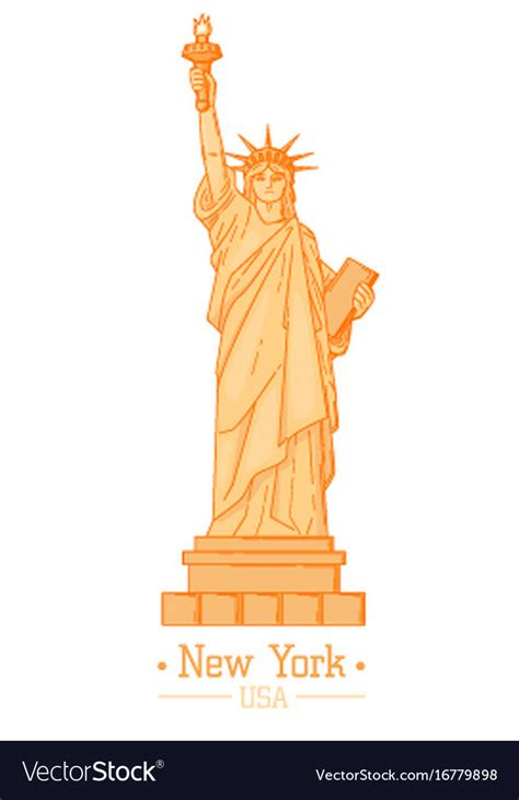 Statue of liberty cartoon with torch flat design Vector Image