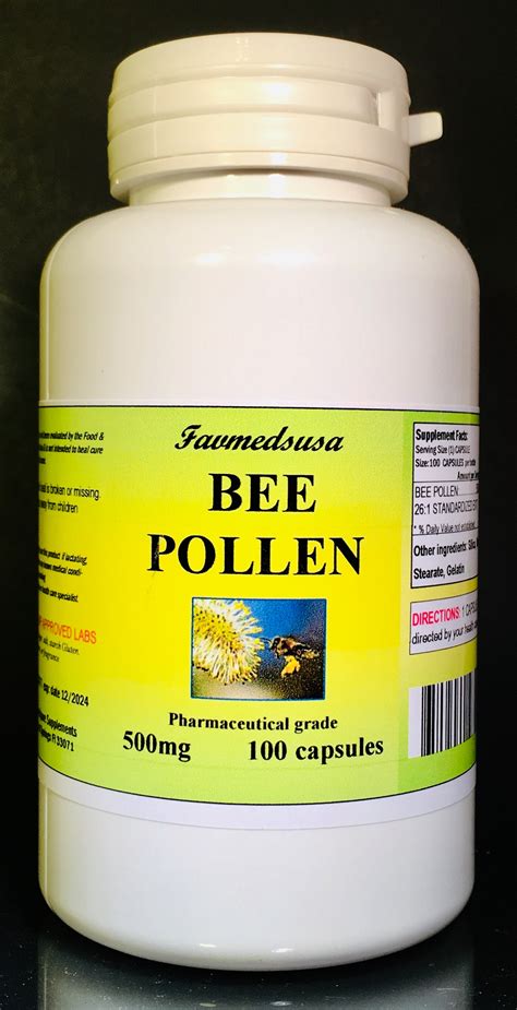 Bee Pollen 500mg, weight loss, energy, antioxidant â€“ 100 capsules ...