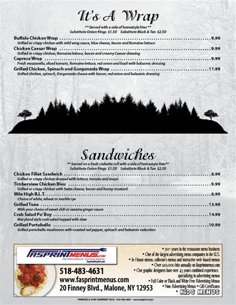 Timberview Bar & Restaurant4 | Fasprint Menus