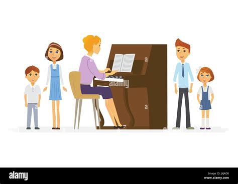 Music lesson at school - modern cartoon people characters illustration Stock Vector Image & Art ...