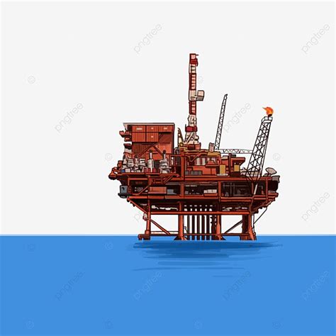 Offshore Platform PNG Transparent, Offshore Hand Drawn Cartoon Oil Drilling Platform, Hand Draw ...
