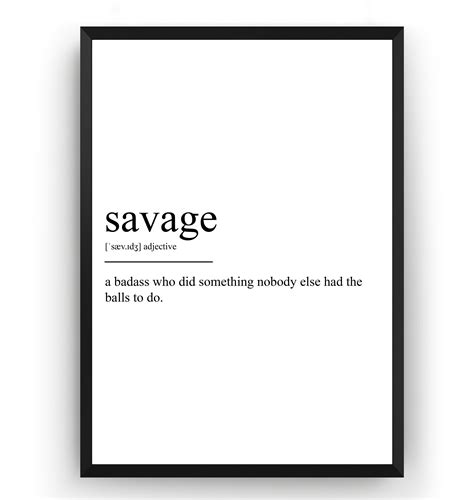 Savage Definition Print - Etsy