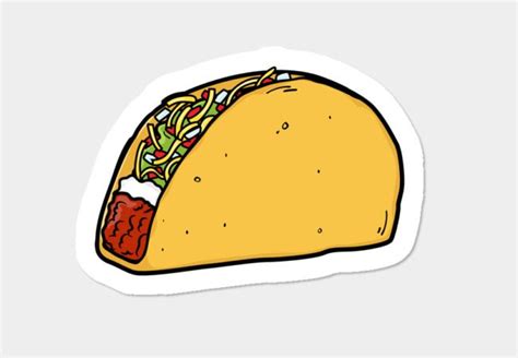 Taco Sticker - Design By Humans Stickers Kawaii, Emoji Stickers, Food Stickers, Printable ...