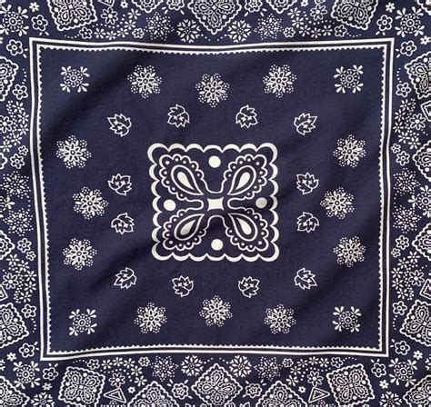 Lightweight Navy Blue Bandana Vintage Indigo Floral Print Fast Color 13960