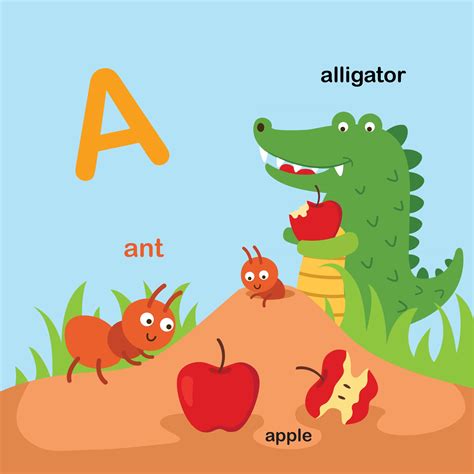 Illustration Isolated Animal Alphabet Letter A-ant,apple,alligator.vector 2894536 Vector Art at ...