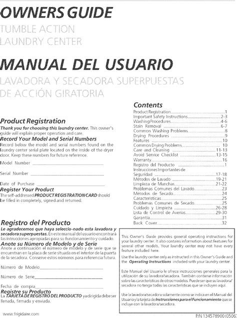 Frigidaire GLGH1642DS1 User Manual LAUNDRY CENTER Manuals And Guides L0521264