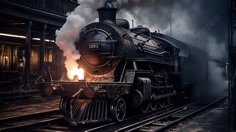 Black Train Is Steaming Up A Railway Tracks Background, Pictures Of Steam Burns Background Image ...