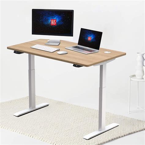 Hi5 Electric Height Adjustable Standing Desks with Rectangular Tabletop (120 x 60cm) for Home ...