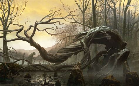 Spooky swamp HD wallpaper | Art inspiration, Landscape art, Fantasy landscape