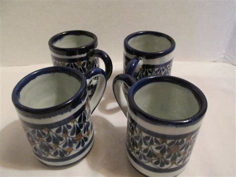 Stoneware blue coffee mugs made in Mexico lot by FredsDiscoveries Blue Coffee Mugs, Antique Tea ...