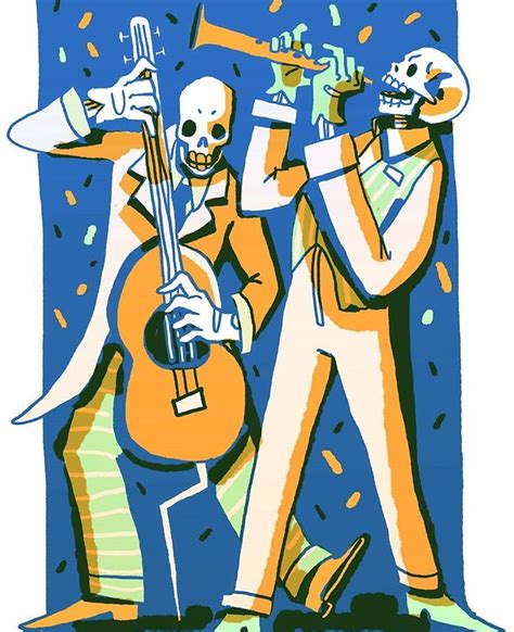 Jazzy skeleton band #illustration #digitalart #skeleton #autumn # ...