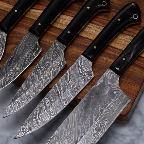 custom HANDMADE DAMASCUS KITCHEN KNIFE // 5 PIECE SET with l - Inspire Uplift