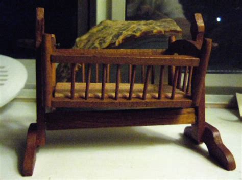 Furniture: Wooden Rocking Cradle 3.5” tall – Doll Peddlar