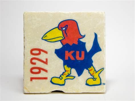 Items similar to KU Vintage Kansas Jayhawk 1929 Mascot Coaster; Italian Marble on Etsy