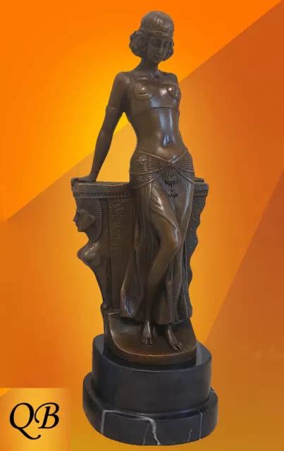 ART DECO BRONZE Figurine Sculpture Statue Egyptian Sphynx Lady Hot Cast Figure £107.51 - PicClick UK