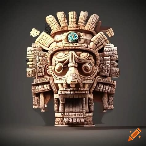 A digital sculpture of tlaloc, aztec god of rain