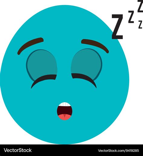 Blue cartoon face with sleepy expression Vector Image