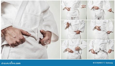 Karateka Belt Tying Step by Step Pictures Stock Image - Image of kimono ...