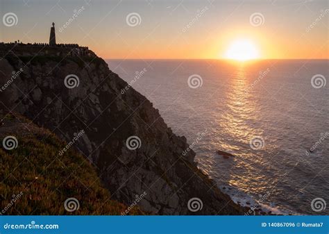 Amazing Sunset at Cabo Da Roca (Cape Roca Stock Photo - Image of clouds, colorful: 140867096