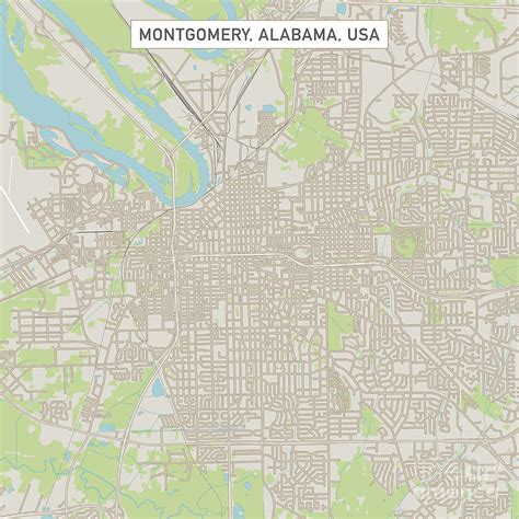 Montgomery Alabama US City Street Map Digital Art by Frank Ramspott ...