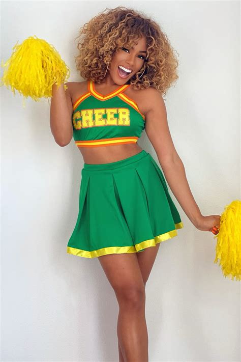 Clover High Cheerleader 4 Piece Costume Set - Green/combo | Fashion Nova, Womens Costumes ...