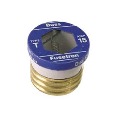 BP/T-15 15 Amp Type T Time-Delay Dual-Element Edison Base Plug Fuse, 125V Ul Listed Carded,Pack ...