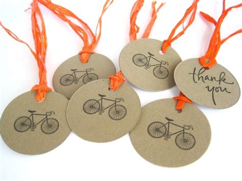 Items similar to Wedding favor tags, 10 bicycle gift tags, brown kraft ...